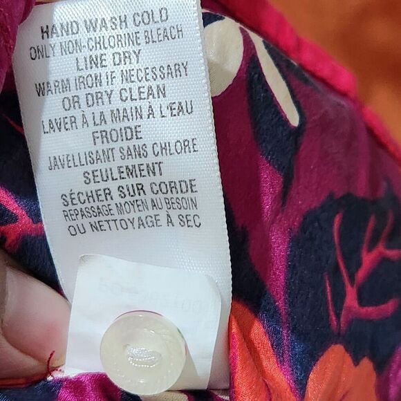 Lucky Brand sili Blouse For Women Size Medium Floral Print Roll Tab Sleeves - Picture 13 of 13